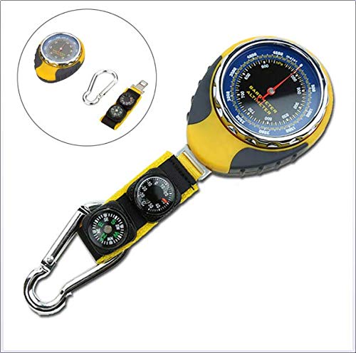 DJG Multifunctional Outdoor Barometer, 4-in-1 Compass Altimeter Barometer Compass Thermometer for Carabiner Camping Hiking Pocket - Thumbnail 3