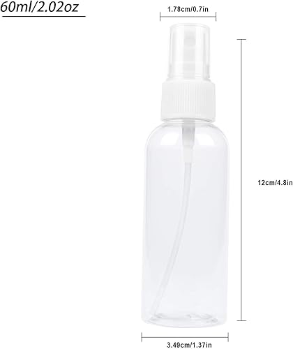 Miniatura 2 de TRENDBOX Paquete de 12 botellas vacías de plástico transparente de niebla fina de 2.0 fl oz (2 oz)