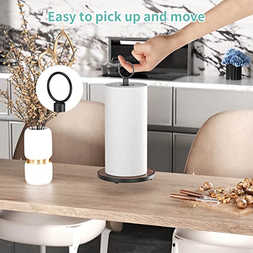 Oropy Paper Towel Holder Countertop With Heavy Duty Wood Base, Farmhouse Paper Towel Roll Stand For Kitchen Counter Fits Standard And Jumbo Size Paper Towels (Brown) #TOP3