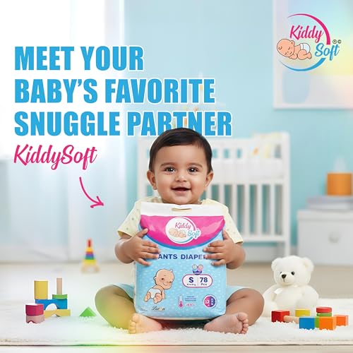 Image of KiddySoft Baby Diaper Pants with 5 Layer All Night Leakage Protection & Quick Absorbency (S - 78, Pack of 3)