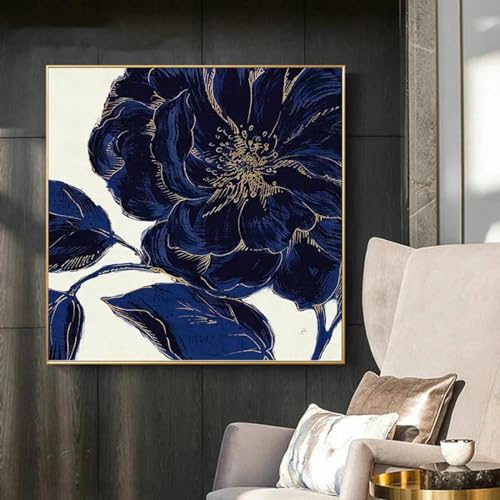 Affiches et impressions de fleurs pour salon - Toile dorée rose 70x70