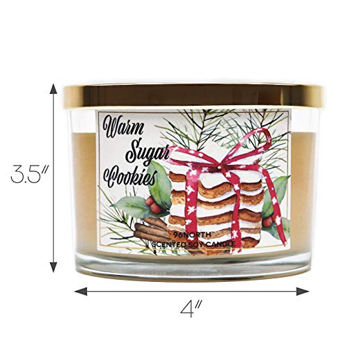 96North Sugar Cookies Scented Candle | Christmas Gift For Women And Men | 12 Oz Up To 50 Hours Burning Time | Large 3 Wick Jar Candle | 100% Natural Soy Wax | Housewarming Candle In Giftable Box #TOP5
