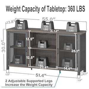 Liquor bar cabinet industrial wine bar cabinet rustic sideboard buffet cabinet for liquor glasses coffee bar with storage rack for home kitchen dining room dark grey oak 55 in  urban country home decor