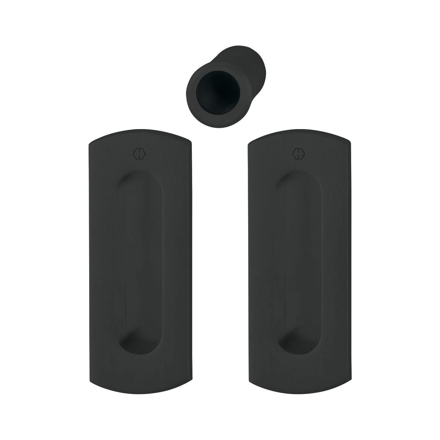 Hoppe Sliding Door Handle Set M463 - Rounded Corners Without Holes Brass Black, schwarz