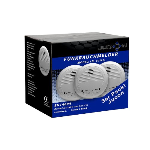 Preisvergleich Produktbild 3er-Set Funkrauchmelder LM-101LG Jucon, Feuermelder, geprüft nach EN 14604
