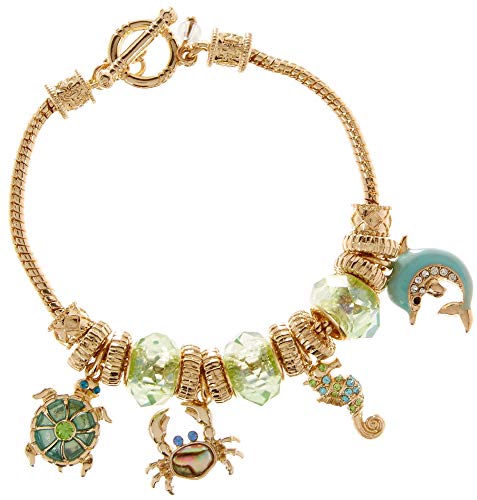 Napier Box Sealife Slider Bracelet, Gold Tone/Green