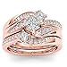MLKJXD Anillos de Mujer Anillo de Diamante de Oro Rosa Joyería de Boda romántica Blanca Natural Día de San Valentín