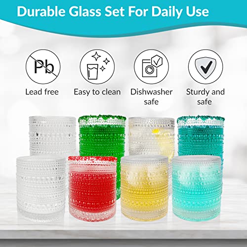 8-Piece Vintage Glassware Drinking Glasses Set With Old Fashioned Glass For Water, Beer, Soda, And Beverages, Dishwasher Safe, Small And Large #TOP6