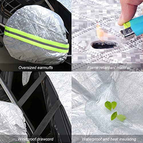 Image of LoyaForba Car Magnetic Windshield Snow Cover, 4 Layers WAaterproof Windproof Protection,Snow,Ice,Sun,Frost Defense, Universal for SUV, Truck, Sedan, Van (Silver)