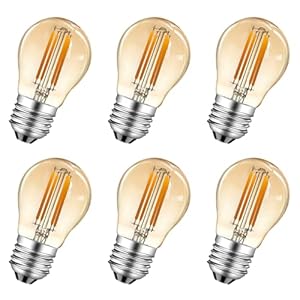 MZYOYO 4W E27 dimbare LED-lamp, E27 vintage gloeilamp, 4W G45 2700K warm wit lamp, vervangt 35W gloeilamp, lamp retro verlichting, dimbaar, amber, 6pcs