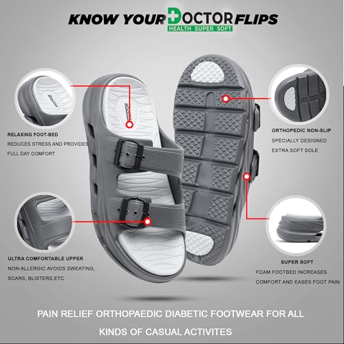 Image of DOCTOR HEALTH SUPER SOFT Men EVA Double Strap Sandals | Adjustable Buckle Comfort Slides | Lightweight Anti-Slip Ventilated Casual Sandals for Everyday Indoor Outdoor Wear
