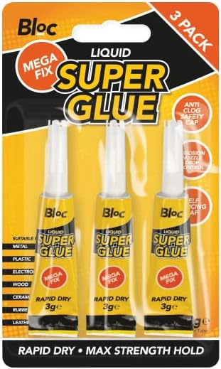 Yellow Liquid Super Glue, 3 Pack (3 grams) - Fast-Acting & Rapid Dry, Perfect for Small Household Repairs & Bonding Metal, Pottery, Wood, & More