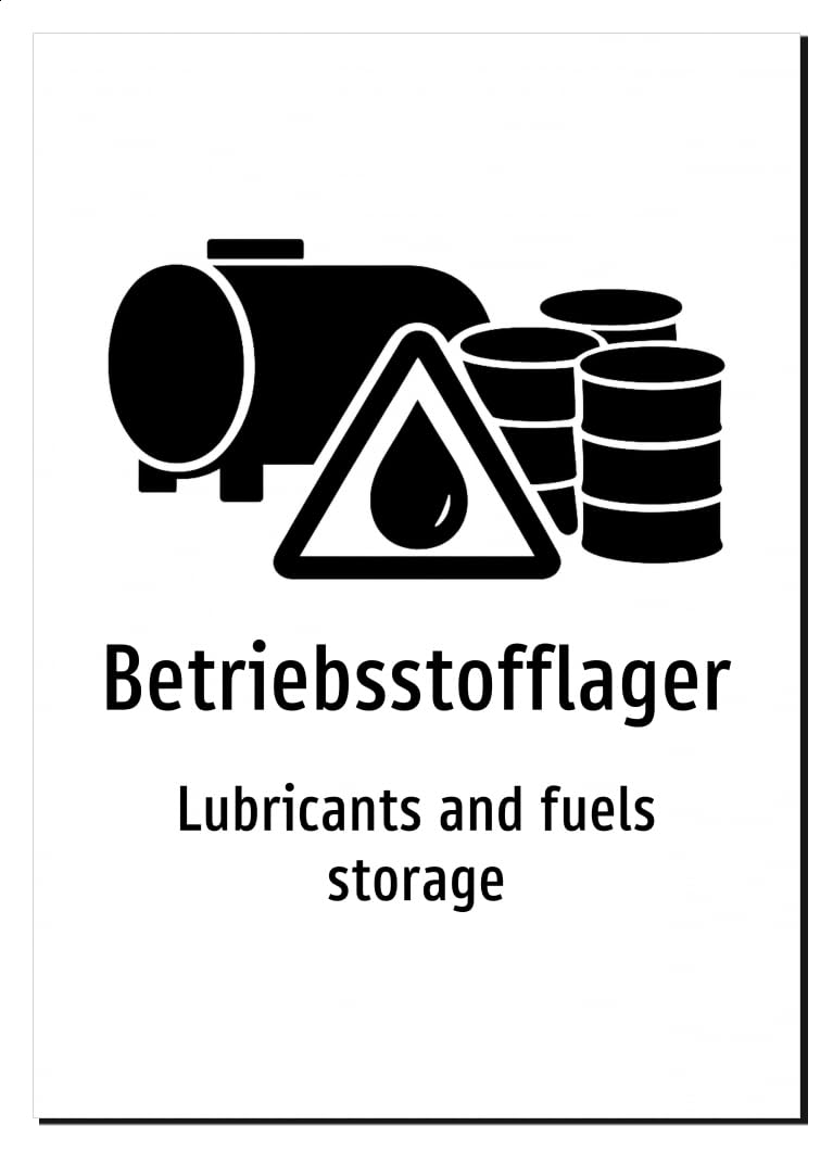 47452-DEEN-S-13 | Betriebsstofflager Schild/Aufkleber | Deutsch