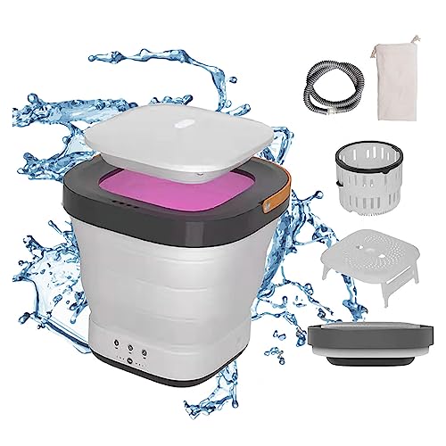 Portable Washer Machine and Dryer with 4/6 Huors Drying and UV, Compact Washing Machine 350 PRM,Spin Dry,4D Wave Wheel for Baby,Underwear,Small Items,Pink