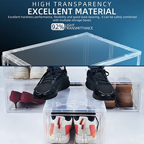Galifode Clear Plastic Shoe Storage Boxes, Stackable Shoe Organizer Bins For Closet, Entryway, Large Shoe Container, Sneakers Toys Display Cases, 13.8 X 9.8 X 7 Inches #TOP5