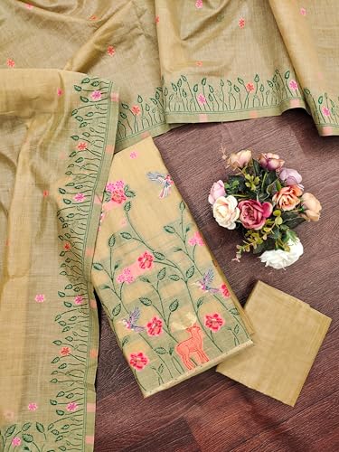 Image of DEVANGI Women's Jamdani Cotton Unstitched Suit & Dupatta Material