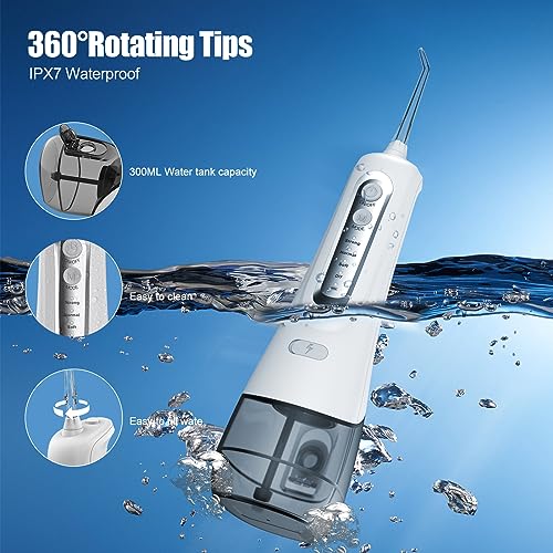 Munddusche Kabellos 4 Reinigungsmodi 4 Jet-Tipps, IPX7 Wasserdicht und USB Wiederaufladbarer Elektrische Zahnreiniger für Reise und Homful, Kieferorthopädischer, Zahnpflege – Bild 5