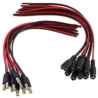 DAYKIT 10 Pairs DC Power Pigtail Cable, 12V 5A 2.1mm X 5.5 Mm Male - View #2
