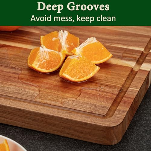 GarveeHome 20x15 Large Acacia Wood Cutting Board, 1.5" Thick Butcher Block Cutting Board with Deep Juice Groove, Chopping Board with Side Handles for Meat, Vegetables and Fruit