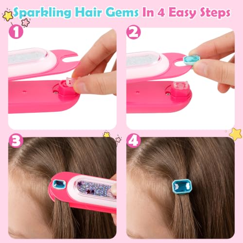 Weraher Hair Gem Stamper for Girls 6-12, Reusable Hair blinger for Girls Birthday Gift, Kpop Hair Accessories, DIY Hair Jewels for Kids by MOTAWEEK - Used condition - Image 2