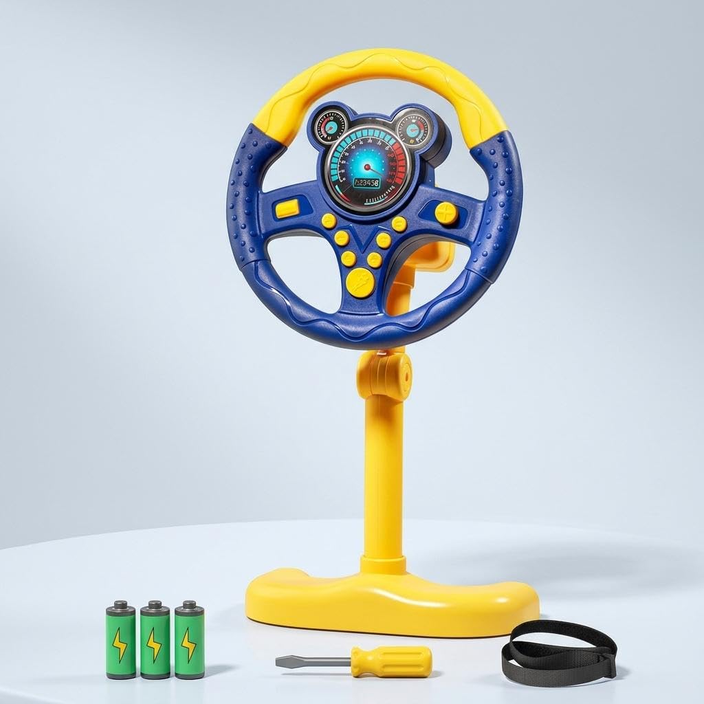 Baoblaze Volante Giocattolo Simulato Bambini Interattivo Elettronico Installazione Semplice con Supporto Educativo Effetti di Luce Suoni Migliora Riflessi E Ab, Blu