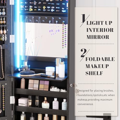 Image of Vlsrka 47.2 inch Jewelry Armoire Organizer, Wall /Door Mounted Jewelry Cabinet