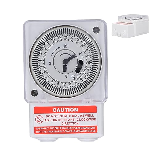 24 Hour Mechanical Box Timer Switch 5 Minute Interval Clock Type Industrial Timer Pool Pump Timers, Black - Image 3