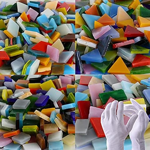 Pocoukate Mosaikfliesen, Glasmosaik Zum Basteln, Mosaiksteine Buntglas-Kit/1000 Stück, Liefern DIY-Heimdekoration/Teller/Bilderrahmen/Blumentöpfe usw Mosaik Cover
