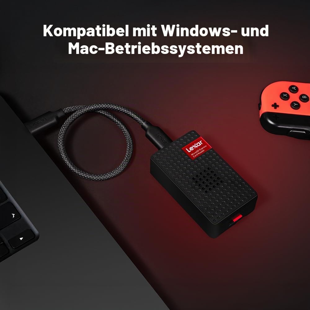 Lexar Play PRO MicroSD Express Kartenleser, USB 3.2 Gen 2, bis zu 900 MB/s Lesen, kompatibel mit Express microSD UHS-I Karte (LRW540U-RNHNG)