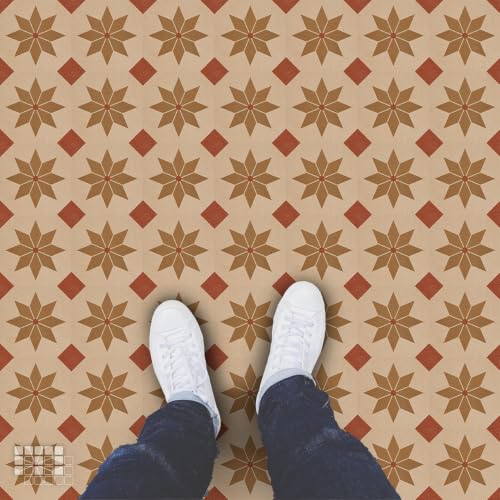 Image of Moroccan Tile Stickers | Waterproof Self Adhesive Peel & Stick Tile Decals for Kitchen Backsplash, Bathroom Wall, Floor, Furniture & Glass (4x4 Inch, Design 15, 36 Pic)