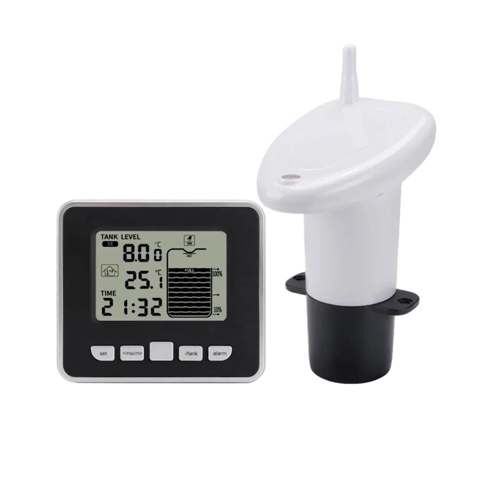 Wasserstandsanzeiger mit Temperatursensor, Wasserstandsanzeige und Zeitanzeige, Batteriestandsanzeige FT002(1Pcs)