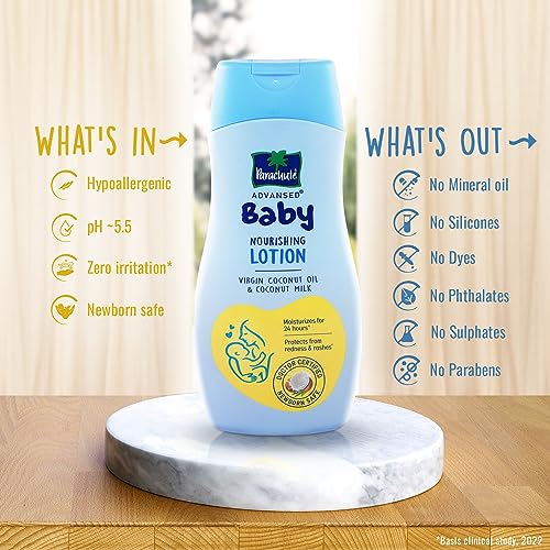 Parachute Advansed Baby Lotion for New Born Babies|Doctor Certified|Virgin Coconut Oil & Coconut Milk|Ph 5.5|24 Hour Moisturization|200Ml, Blue - Image 6