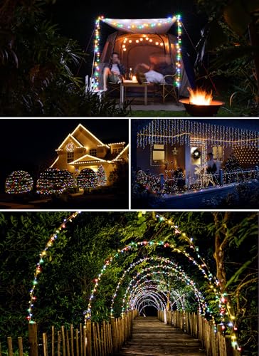 Image of Outdoor Fairy Lights Battery Operated, 2 Pack Firecracker Twinkle String Lights with Remote, 5 Feet 60 LEDs for DIY Wreath Wedding Party Bedroom Mason Jar Holiday Christmas, Multicolor