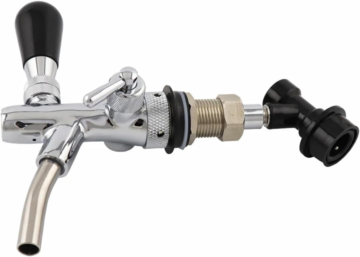 Adjustable Chrome Beer Tap Faucet with Ball Lock Connector for Home Brewing - Flow Control Draft Beer Dispenser(Adjustable Tap)