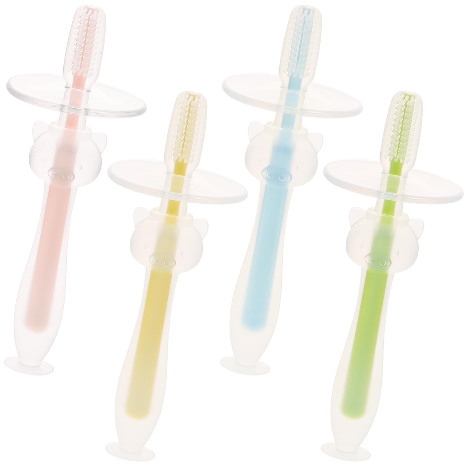 FRCOLOR 16pezzi Spazzolini Per Ragazzo Ragazza Con Base Di Suzione Per Igiene Orale Spazzolini Morbidi Per e Gengive Colori Pastello Facili Da Usare e Leggeri