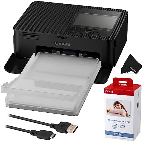 Image of Canon SELPHY CP1500, Compact Instant Photo Printer, with 108 Color Ink & Paper Set, Digital, Wireless, Portable, iPhone & Android Compatible, WiFi, Instant Photos, Includes USB Cable & Cleaning Cloth