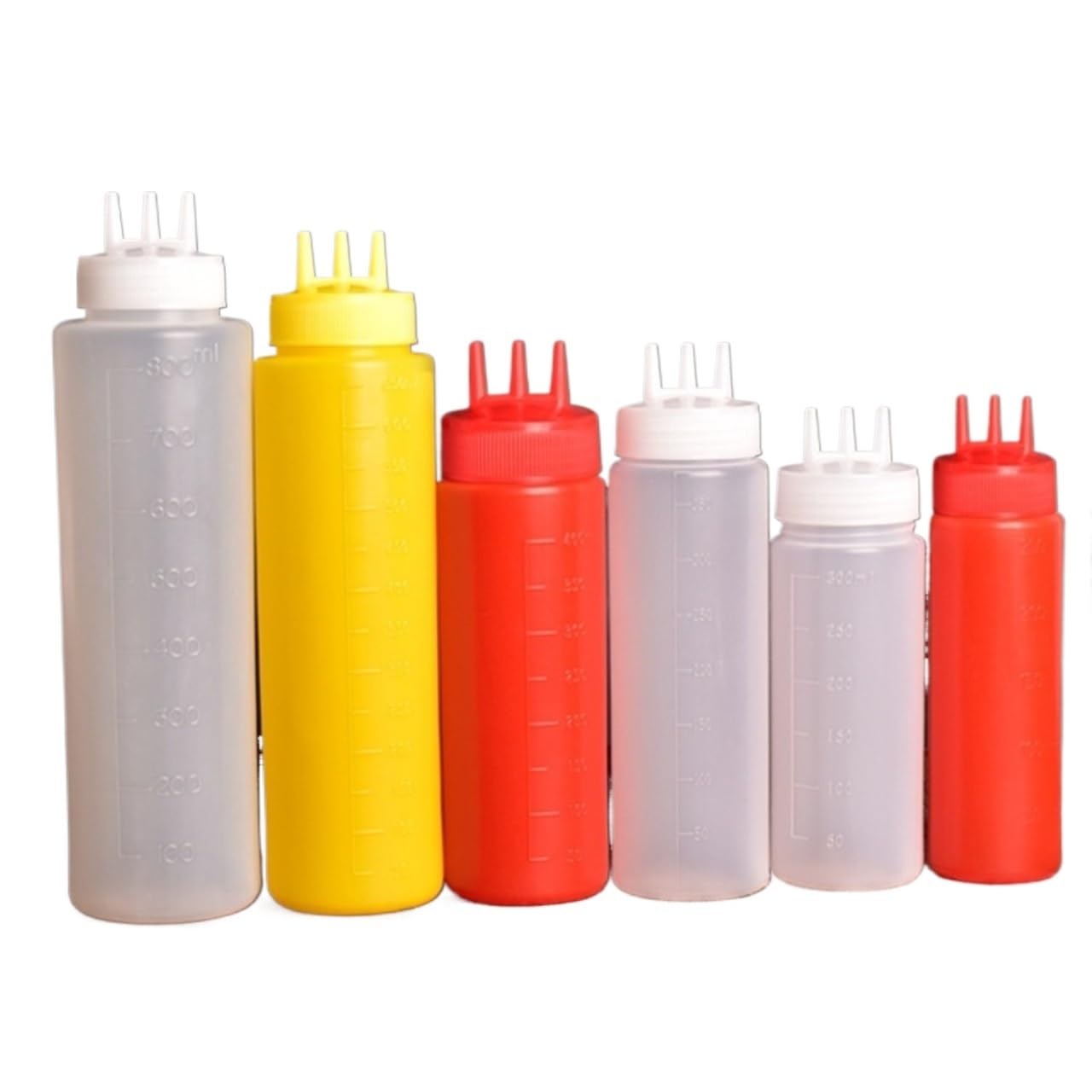 10 Stück Kunststoff-Sauce-Flasche, quetschbar, abgestuft, Marmeladenbehälter, Salat für Gewürze(White,450ml)