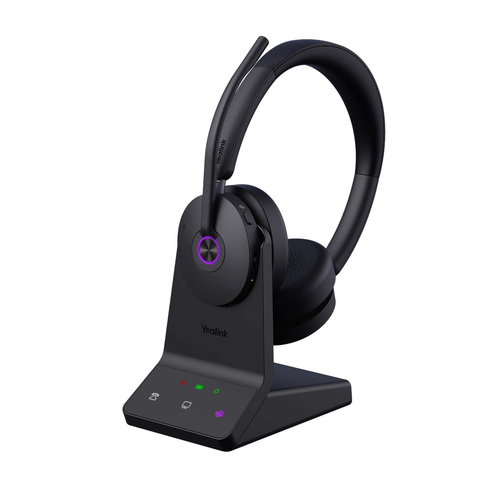 Yealink WH68 ANC DECT Kabelloses Headset mit Mikrofon, 4X AI-Mic mit Geräuschunterdrückung, 185m Reichweite, 32H Gesprächszeit, On-Ear-Headsets, Teams-zertifizierte Kopfhörer Kabellos für die Arbeit