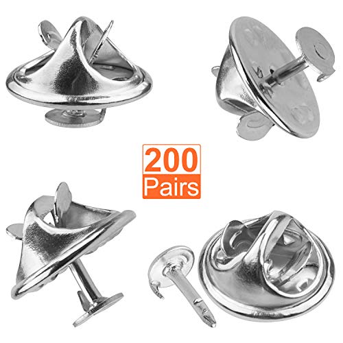 200 Pairs Silver Butterfly Clutch, Starvast Metal Brooch Pin Backs Replacement With Blank Pins For Tie, Badge, Insignia, Citation Bars, Service Bars, Name Tags, Toy Pins And Jewelry Making #TOP4