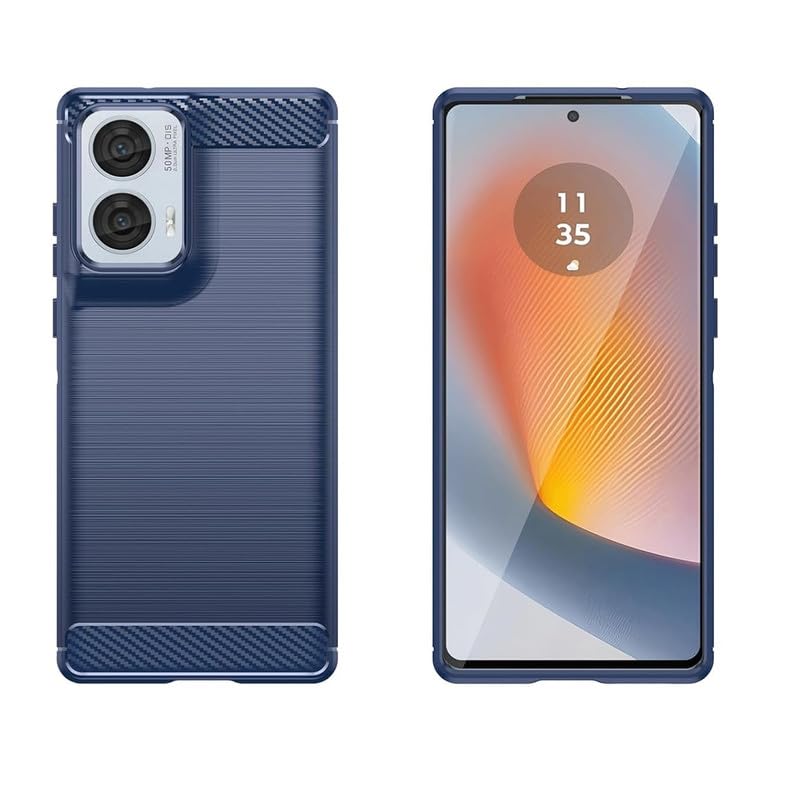 Carbon Fiber Case for Moto G96 5G, Shockproof Hybrid Soft TPU Carbon Fiber Texture Back Cover for Moto G96 5G – Blue