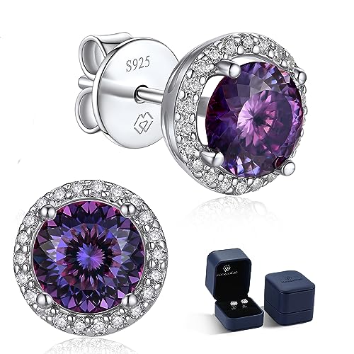 MomentWish 2Carat Moissanite Stud Earrings for Women - 925 Sterling Silver, Simulated Diamond Birthstone Earrings for Christmas, Anniversary, Birthday Gifts
