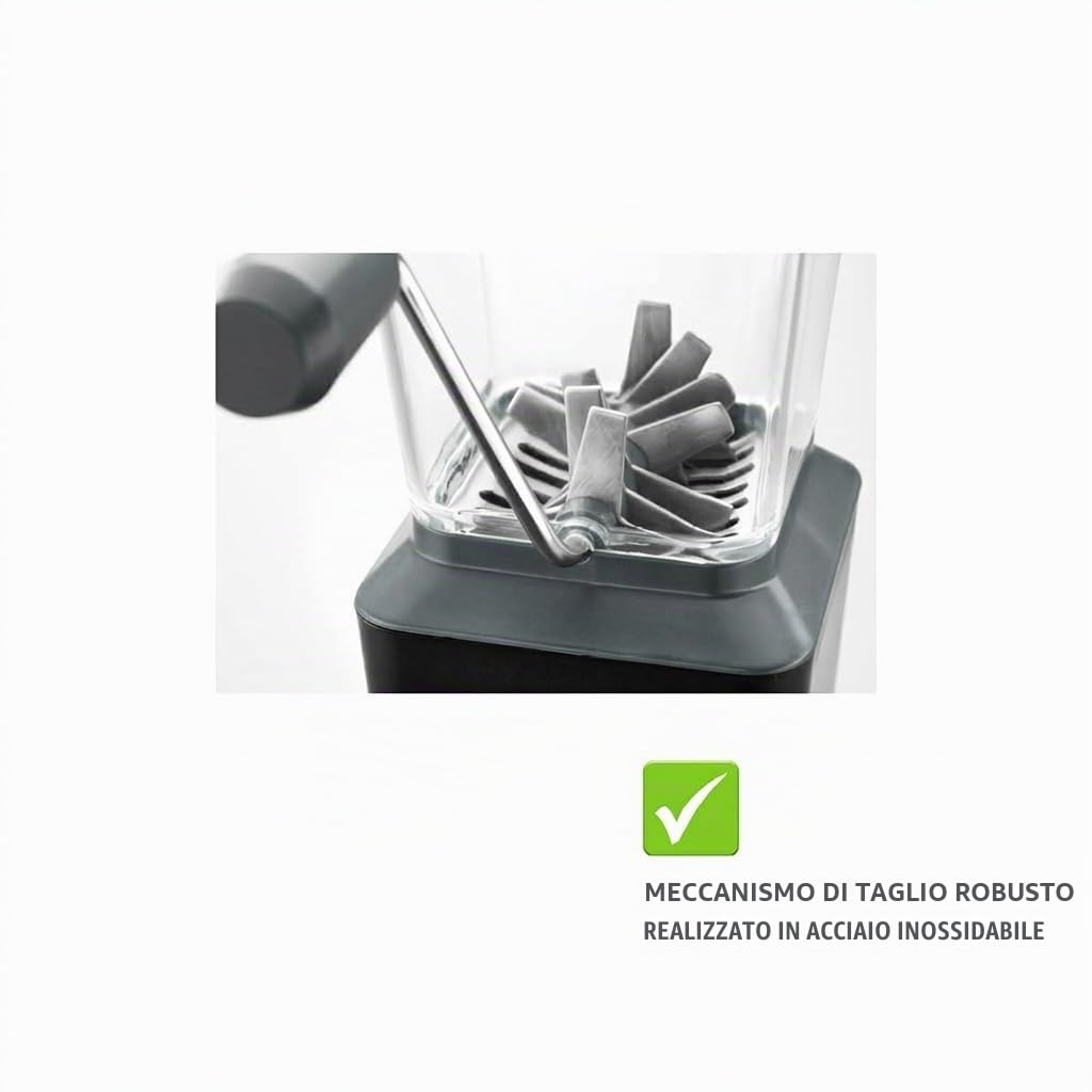 GEFU Trito - Macinasce in acciaio inox con manovella, per noci, mandorle, cioccolato, biscotti, con cassetto di raccolta, lavabile in lavastoviglie