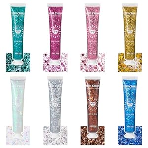 8 Colors Body Glitter Mermaid Face Glitter Gel Festival Rave Accessories Holographic Chunky Glitters Makeup for Hair, Nail, Eyeshadow