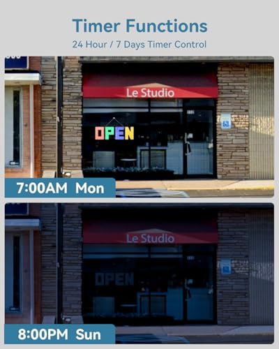 Image of 50 inchx17 inch Large LED Open Sign with Remote and Bluetooth App, Super Bright Open Signs for Business, Dimmable Big Open Sign for Storefront Window Bar Salon Cafes Retail Shops Red Green Blue Yellow