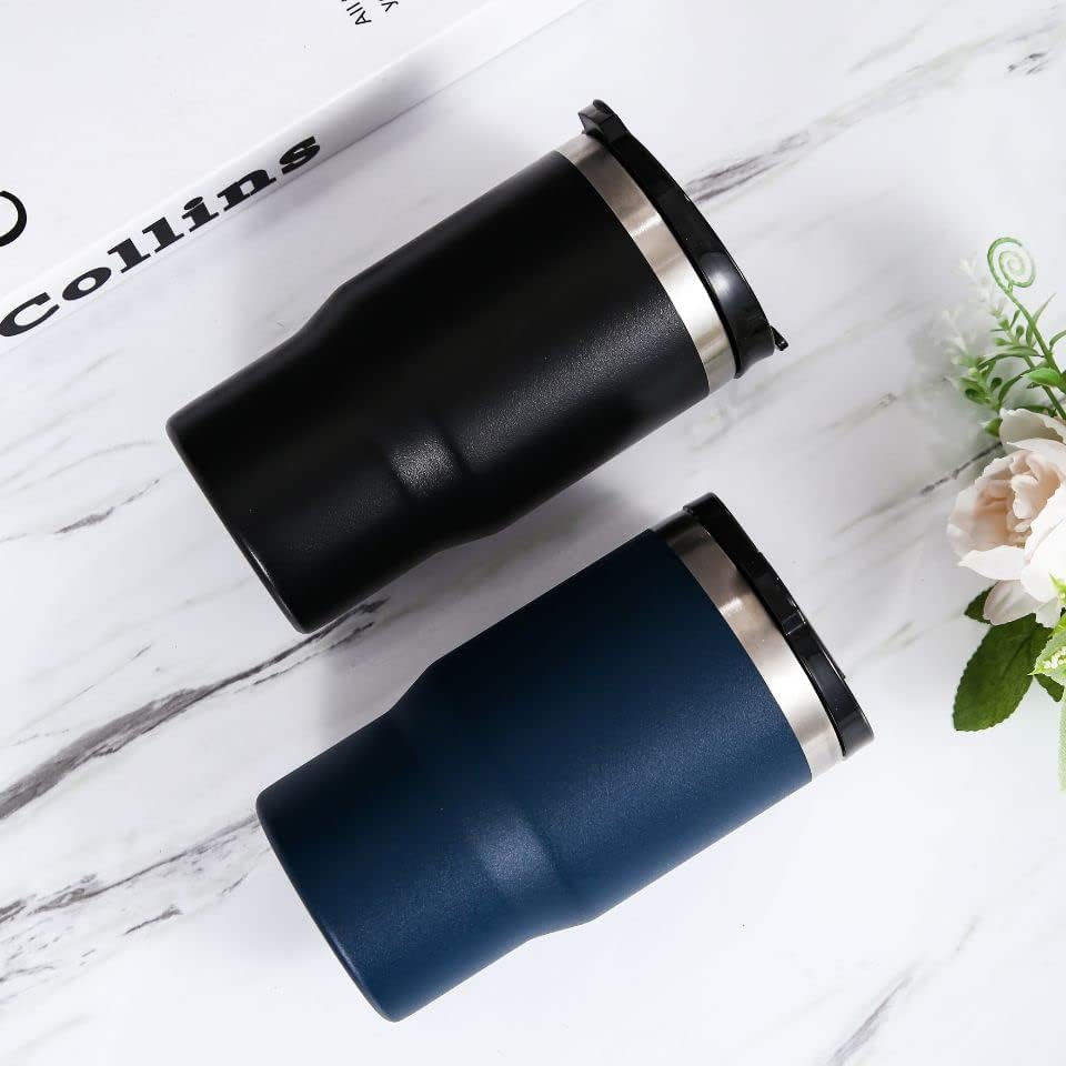 14oz 4 in 1 Stainless Steel Can Cooler Beer Bottle Insulator With 2 Lids for 12oz can&bottle, Double walled insulated Thermocooler &Travel Mug Holder Keeping Your Bevearge Cold (Navy#) - Image 2