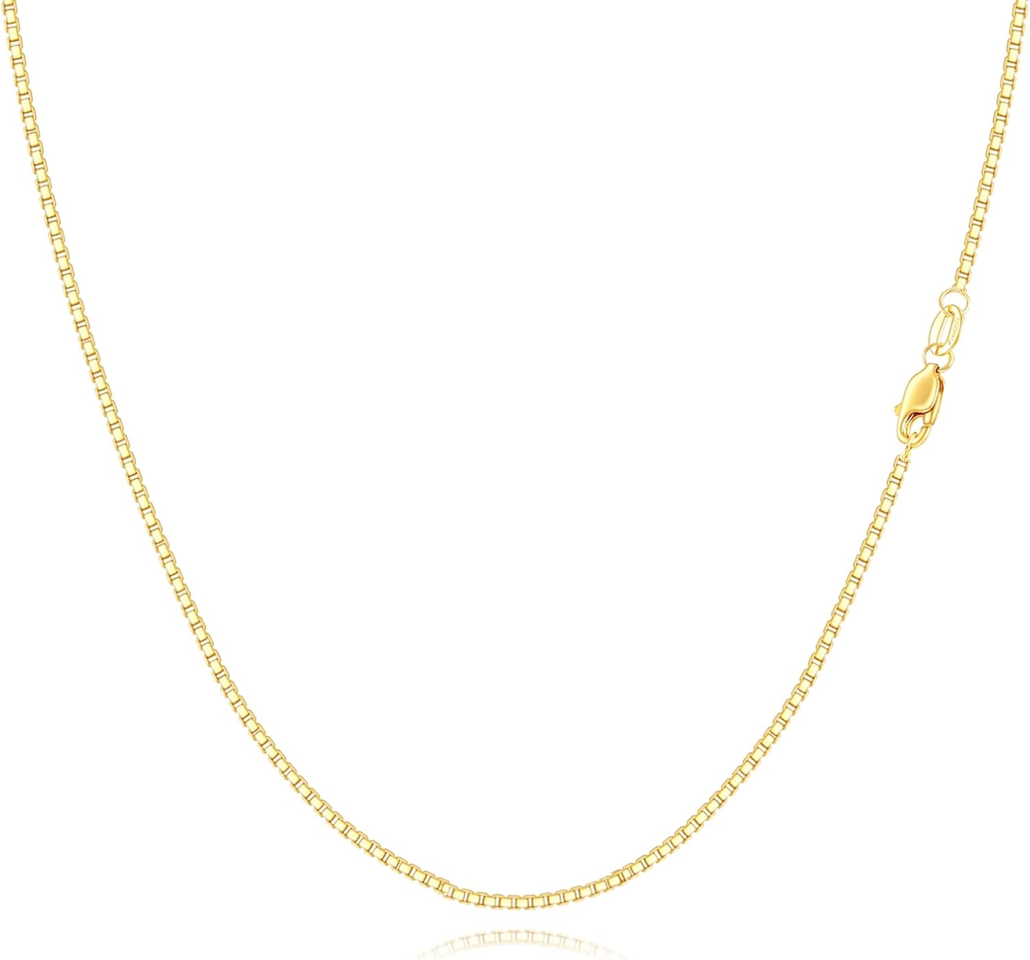 KECHO 0.8mm 14kt Yellow Gold Box-Chain Necklace 14 Inch- 22 Inch