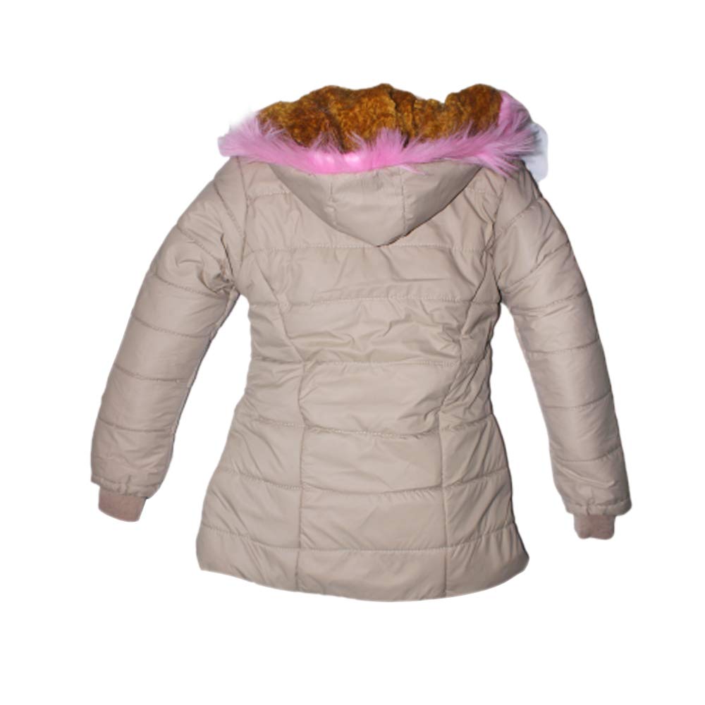 Malvina Kid's Girl's Winter Wears Full Sleeve Hooded Jacket (Beige,10-11 Years) 2