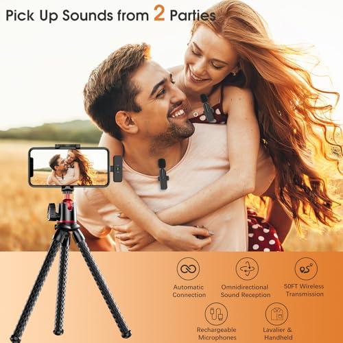 Image of MAYBESTA Wireless Lavalier Microphone for iPhone, iPad, Android - Bluetooth Lapel Phone Mic for Video Recording - Mini Clip on Microphones for YouTube Podcast Interview(2-in-1 Port)