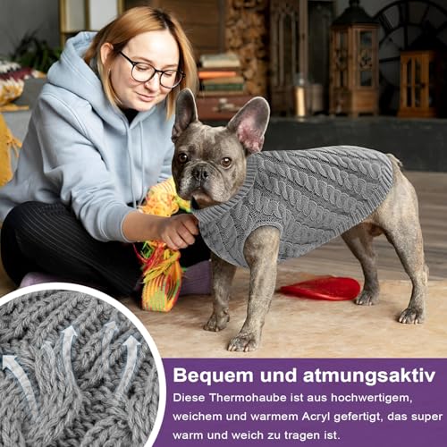 Voarge Knitted Dog Jumper, Pullovers for Sweater Warm Pullover Knitwear Outwear, Winter Clothes for Dogs Size French Bulldog - Image 2