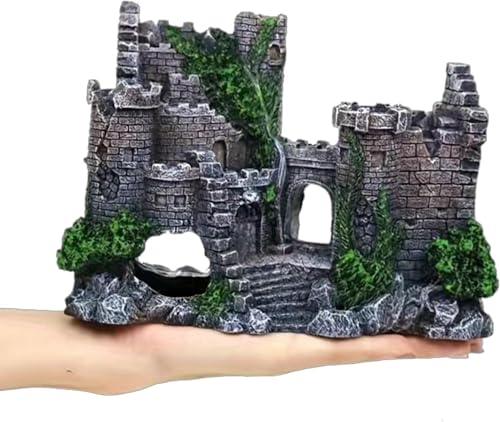 Image of Kizzy Pets Aquarium Decoration Resin Castle - Fish Tank Supplies Accessories, Eco-Friendly Fish Tank Aquarium Ornament for Natural Looking (L-7 W-2.3 H-5)